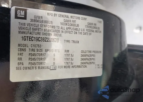 2008 GMC Sierra 1500 Work Truck z USA, uszkodzony, nr VIN 1GTEC19C38Z200670